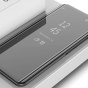 Чехол-книжка MyPads для Samsung Galaxy S8 SM-G9500 с дизайном Clear View Cover с полупрозрачной пластиковой крышкой с зеркальной поверхностью черный