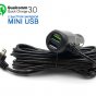 Универсальный угловой кабель MIni-USB для видеорегистратора с двух портовым USB автомобильным зарядным устройством с быстрой зарядкой QC 3.0 Fast Charger 