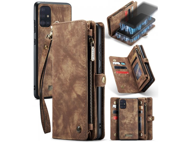 CaseMe Кожаный чехол-кошелек MyPads для Samsung Galaxy A51 4G - магнитный дизайн 2-в-1..