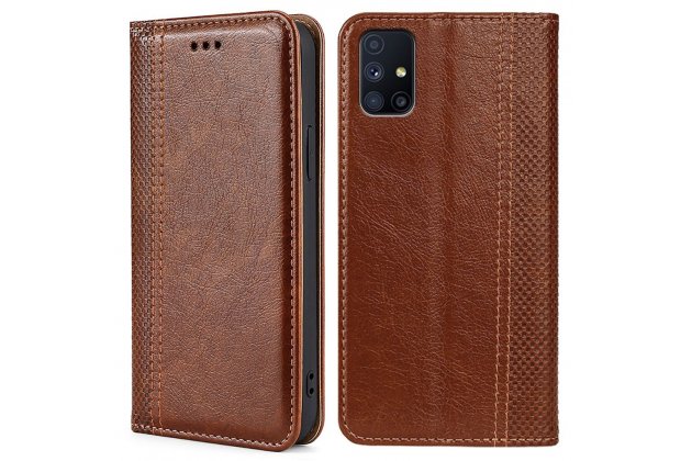 Чехол-книжка MyPads для Samsung Galaxy M51 / Самсунг М51,коричневый