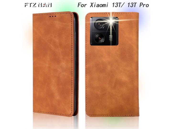 Желтый чехол-книжка MyPads для Xiaomi 13T и 13T Pro..