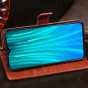 Фирменный чехол-книжка для Redmi Note 8 Pro из качественной импортной кожи с подставкой застёжкой и визитницей коричневый