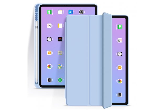 Чехол-обложка MyPads iL Sottile для iPad Air 4 (2020) 10.9 / Air 5 (2022) 10.9 (MM9 / MME) ультратонкий, трансформируется в подставку, автоблокировка экрана пластиковый голубой