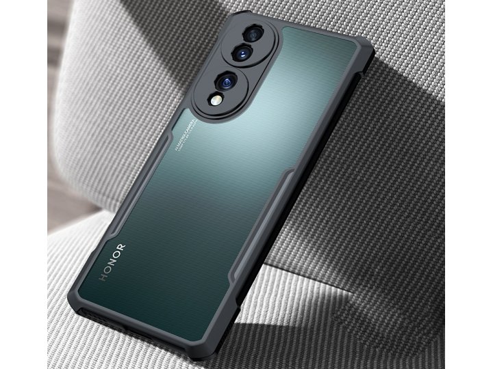 Задняя панель-чехол-накладка MyPads «Labbri» для Honor 70 из качественного силикона c прозрачной пластиковой з..