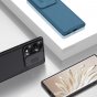 Чехол панель-бампер MyPads Tenda для Honor 70 из пластика с закрывающейся камерой и матовой отделкой «под карбон» с защитой шторкой заглушкой для камеры черная
