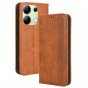Премиальный элитный чехол-книжка MyPads «Caso retrò» для Xiaomi Redmi Note 13 4G из качественной импортной кожи с мульти-подставкой и визитницей «Ретро» коричневый