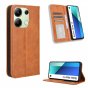 Премиальный элитный чехол-книжка MyPads «Caso retrò» для Xiaomi Redmi Note 13 4G из качественной импортной кожи с мульти-подставкой и визитницей «Ретро» коричневый