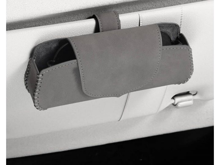 Автомобильная коробка/чехол для очков MyPads M-231655 серый замша алькантара, держатель зажим для солнцезащитн..