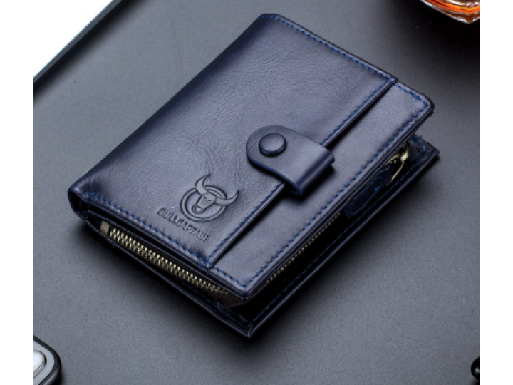  Кожаный мужской кошелек MyPads Premium M154-414 синий из качественной импортной натуральной кожи быка элегант..