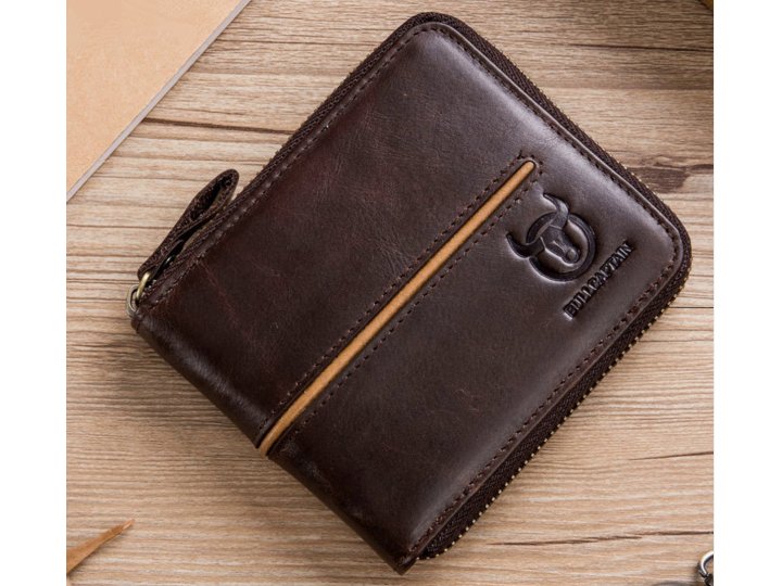  Кожаный мужской кошелек на молнии MyPads Premium M-042 из качественной импортной натуральной кожи быка красив..