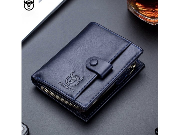  Кожаный мужской кошелек MyPads Premium M154-414 синий из качественной импортной натуральной кожи быка элегант..