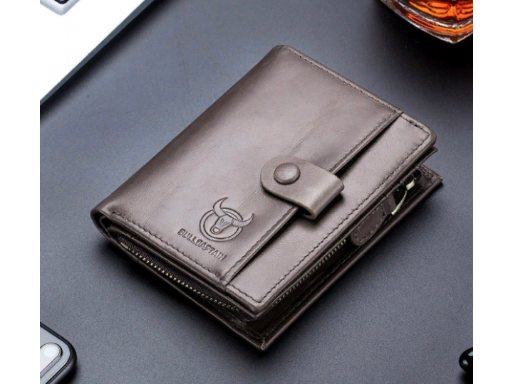  Кожаный мужской кошелек MyPads Premium M154-414 серый из качественной импортной натуральной кожи быка элегант..