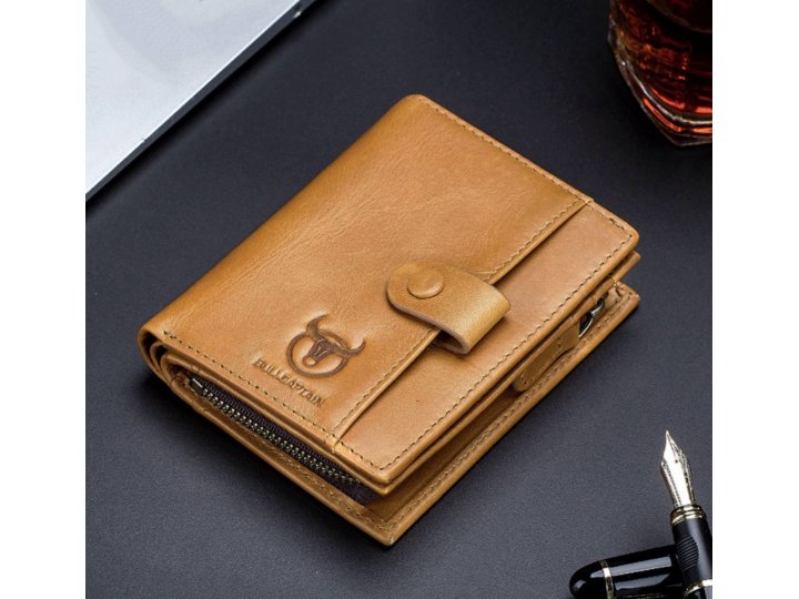  Кожаный кошелек унисекс MyPads PremiumM154-414 горчичный из качественной импортной натуральной кожи быка роск..